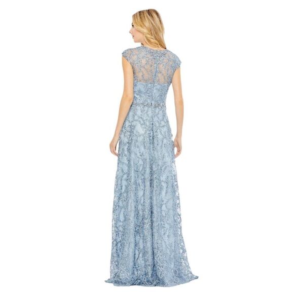 $798 Mac Duggal 79430 Womens Size 16 Light Blue Embroidered Gown Long Maxi Dress - Picture 4 of 5